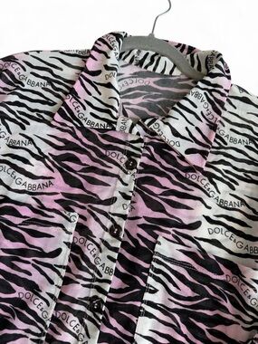 Pink black and white zebra print Mesh shirt/ coverup